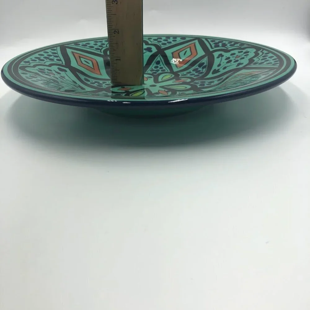 Pottery Barn Kasara Set of 4 Salad Plates Green Mosaic Porcelain Kaleidoscope